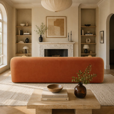 98.4" Modern Compressed Sofa, Cloud Couch 3-Seater Corduroy Sofa, No Assembly Required, Bubble Channel Tufted Couch with 2 Pillows, Comfy Deep Seat for Living Room, Apartment, Office
