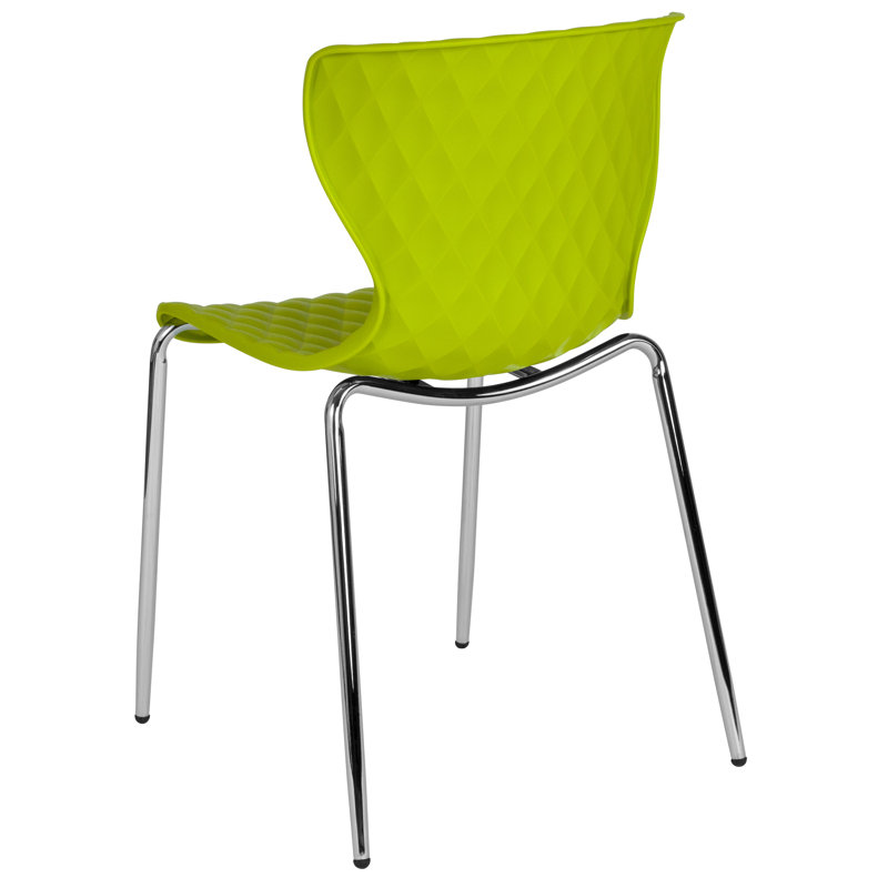 Citrus Green Plastic Stacking Chairs with Metal Legs, Set of 4