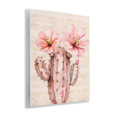 Pastel Cactus with Blooms Wall Plaque Art by Lettered and Lined