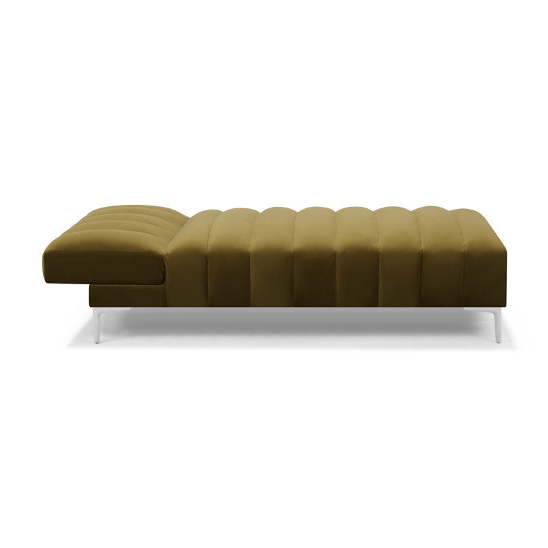 Camille Chaise Longue Daybed in Velvety Fabric, Green