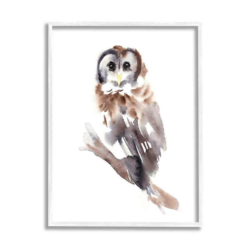 Hibou perché regardant fixement le style aquarelle, estampe numérique par Annie Warren_aq-383, H 14 po x l 11 po x P 1,5 po