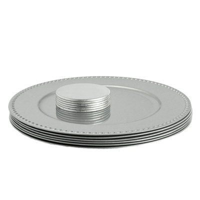 Argon Tableware - Beaded Melamine Charger Plates & Coasters - 12 Piece Set