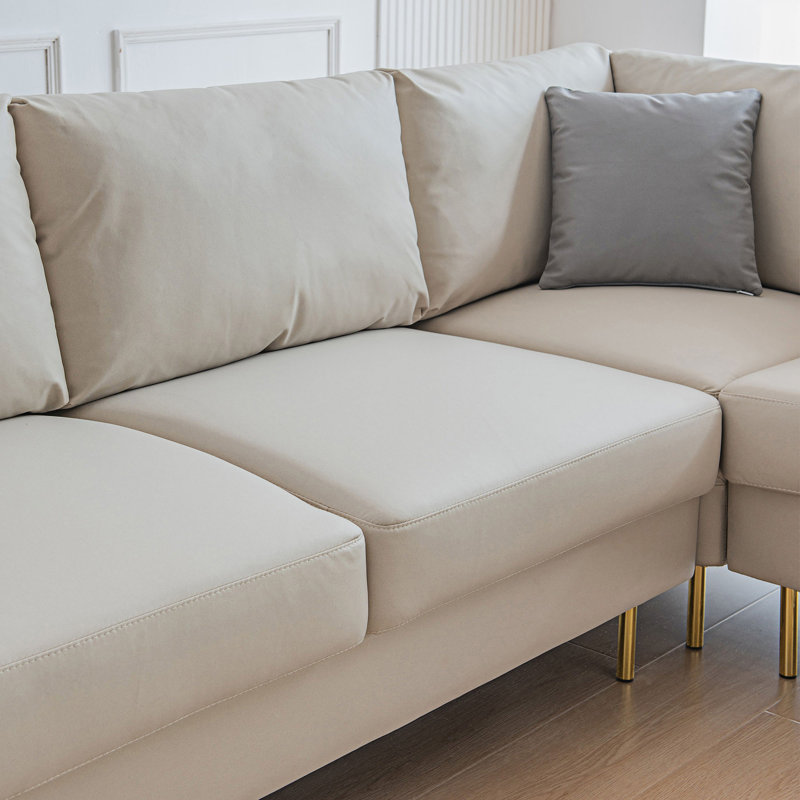 Canapé modulaire en cuir 3 pièces Bellflower, Cuir technique beige