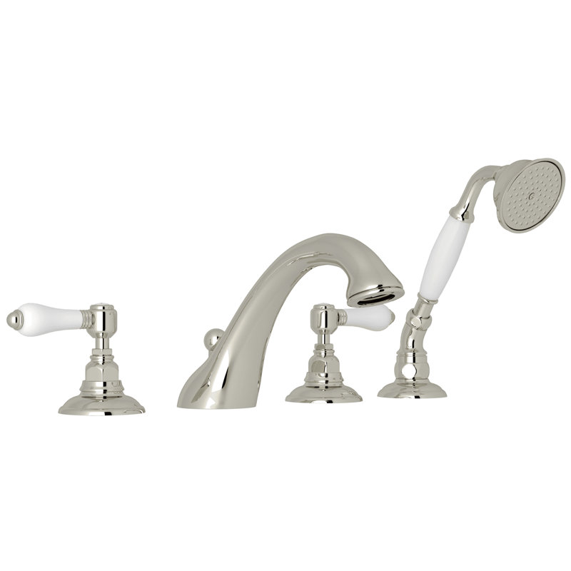 Viaggio 4-Hole Deck Mount Tub Filler, Polished Nickel