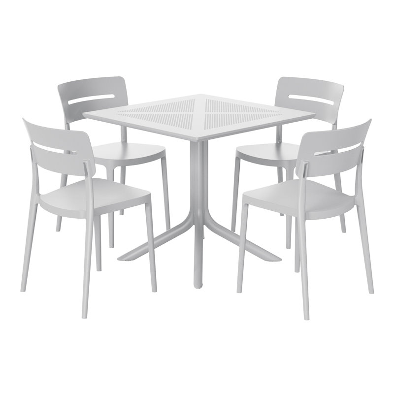 4-Person Outdoor Square Dining Set, Gray