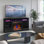 Meuble télé avec foyer et éclairage DEL Duraflame®, noir