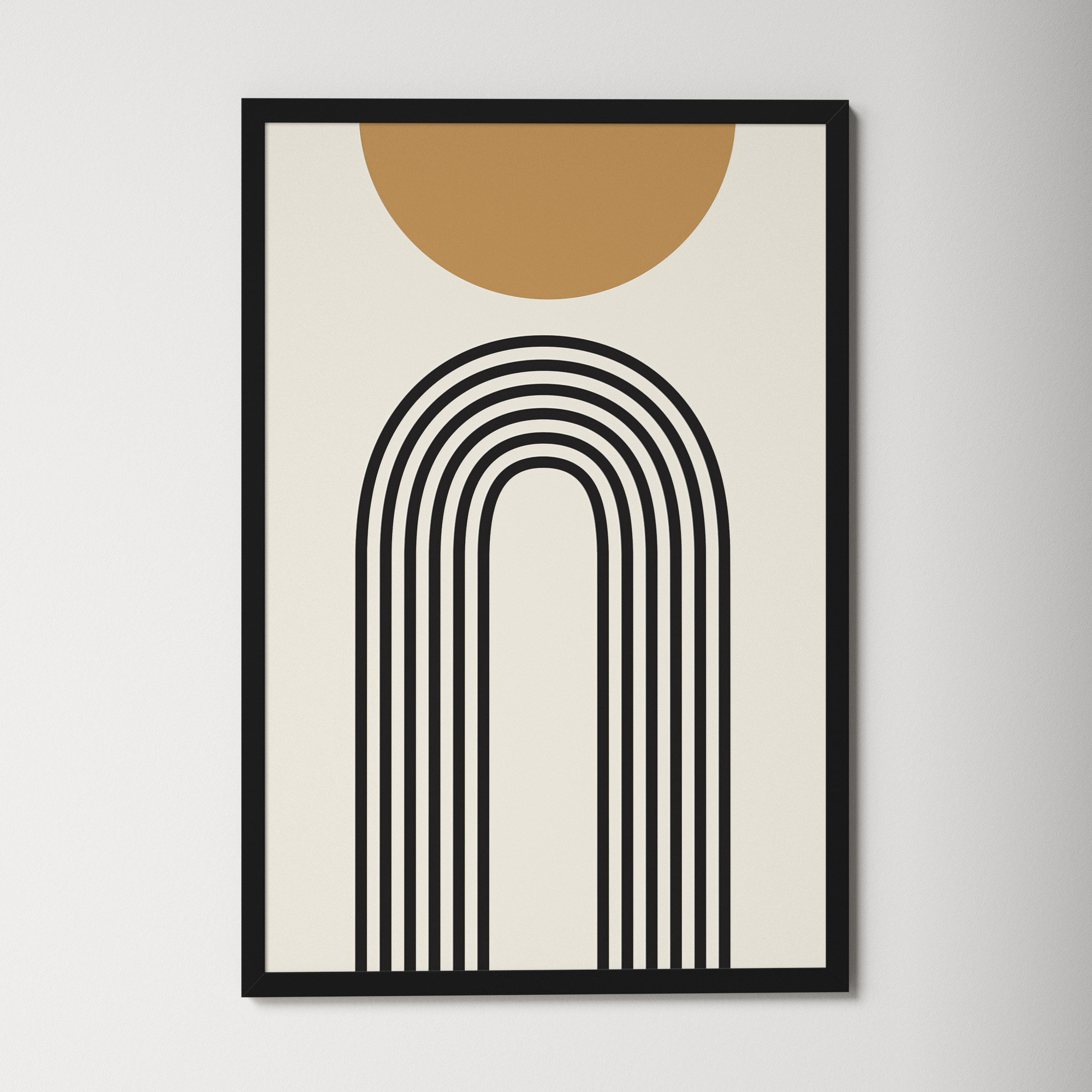 Retro Mountain Sunrise by The Creative Bunch Studio, 34.25" H x 23.25" W x 0.88" D, Black