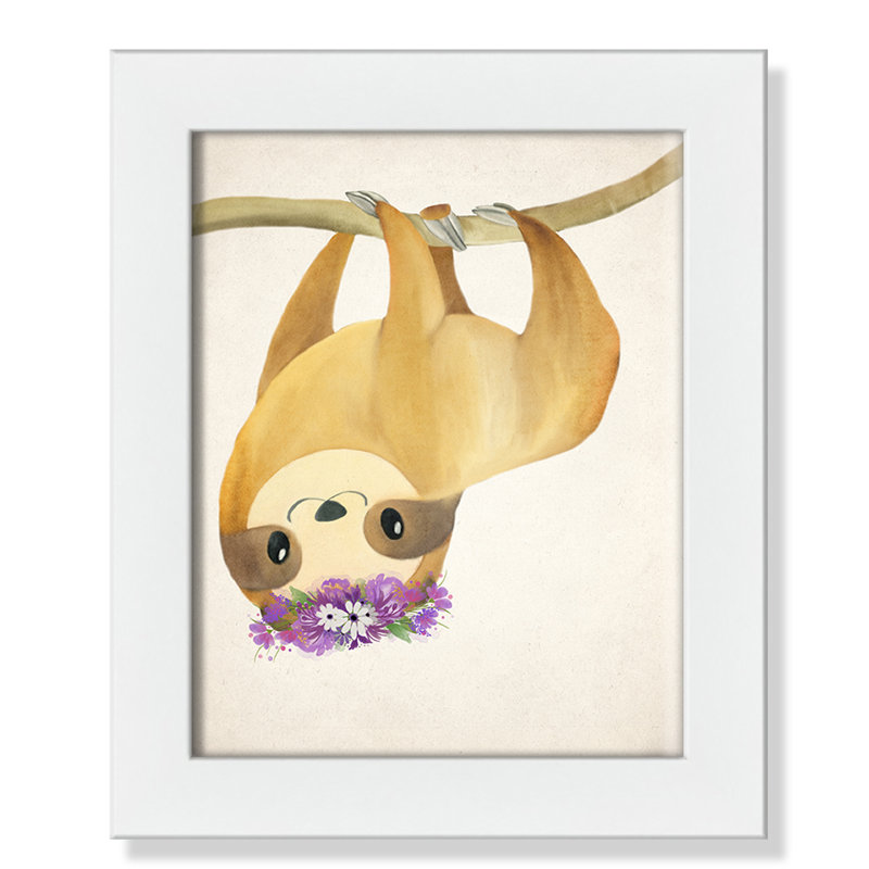 Sloth floral 2, H 12 po x l 10 po x P 0,63 po, Cadre blanc