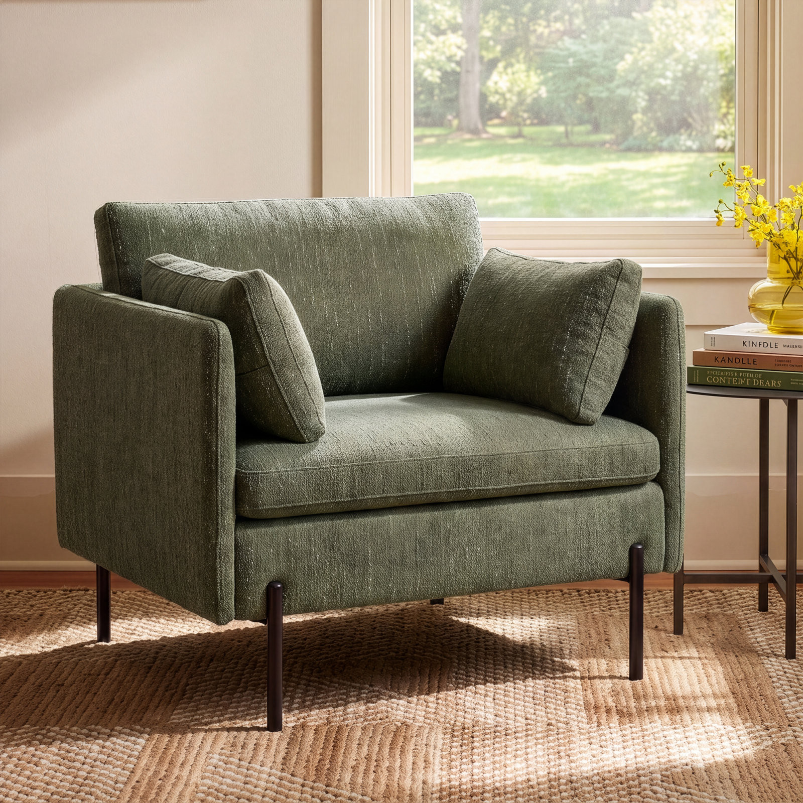 Moab Cotton Armchair, Mellow Forest Chenille