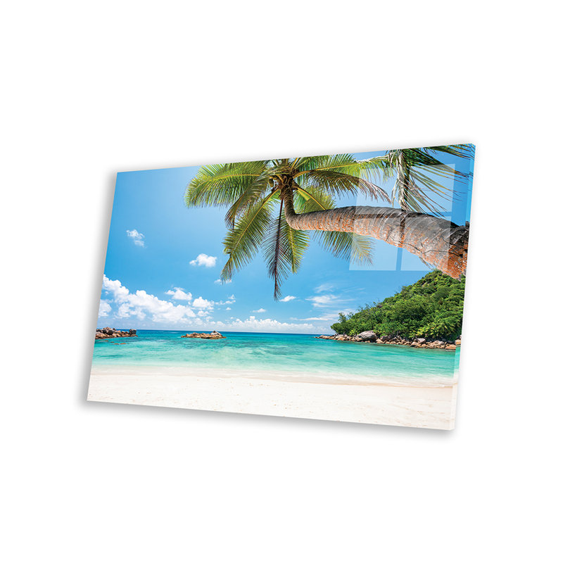 «Tropical Beach with Palm Tree» par Jan Becke - peinture sans cadre