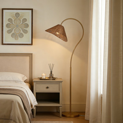 66" Dimmable Rattan Floor Lamp