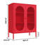 Armoire de rangement décorative en métal à 3 niveaux pour la maison, le salon, le bureau, la cuisine, le vestibule, le vestibule-Buffet avec 2 tablettes réglables et 2 armoires-vestiaires en filet (rouge)-1938685459