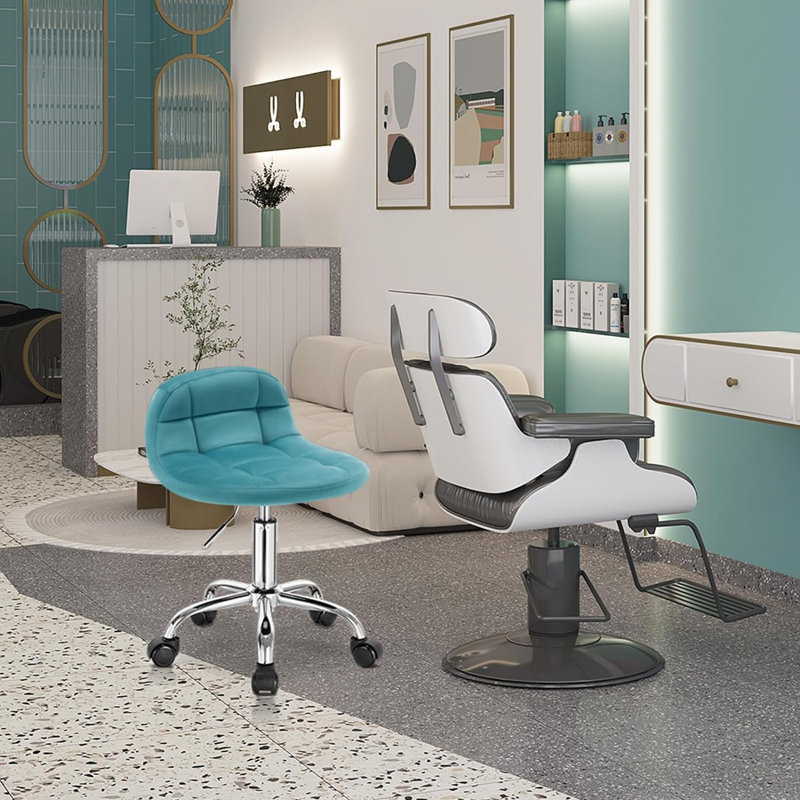 Hertzfeld Backed Adjustable Height Lab Stool, Turquoise
