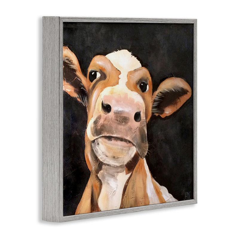 Vache champêtre sur estampe numérique par Jade Reynolds, Gris, H 12 po x l 12 po