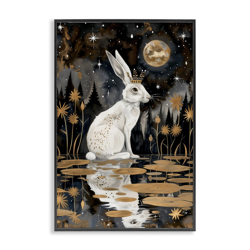 Regal Rabbit, art de la giclée encadrée au clair de lune par The Dutch Lady, Giclée encadrée noir minuit, H 24 po x l 16 po
