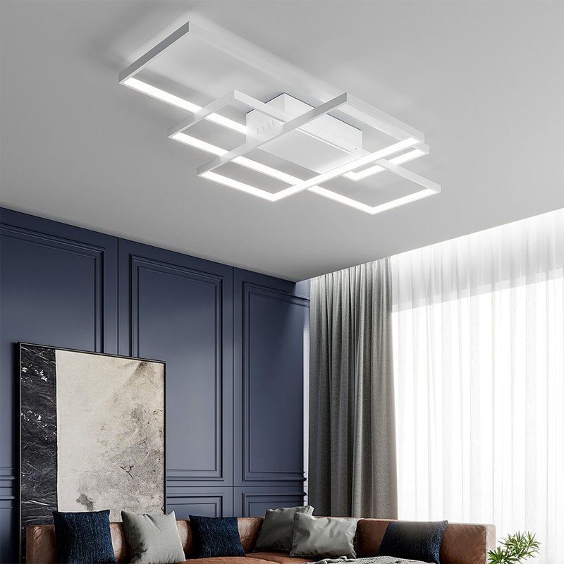 3-Light Rectangular LED Semi Flush Mount Ceiling Light, 9" H x 110" W x 62.5" D