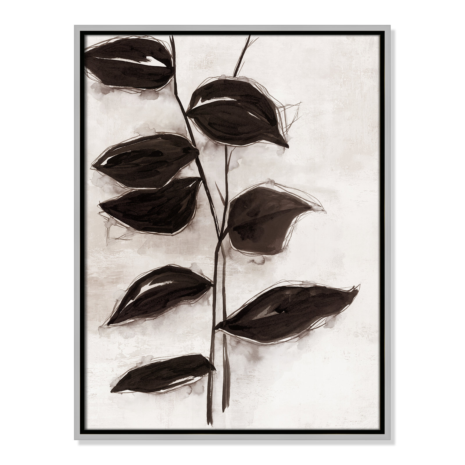 Leaves I by Eva Watts, 25.5" H x 19.5" W x 2" D, Silver Framed