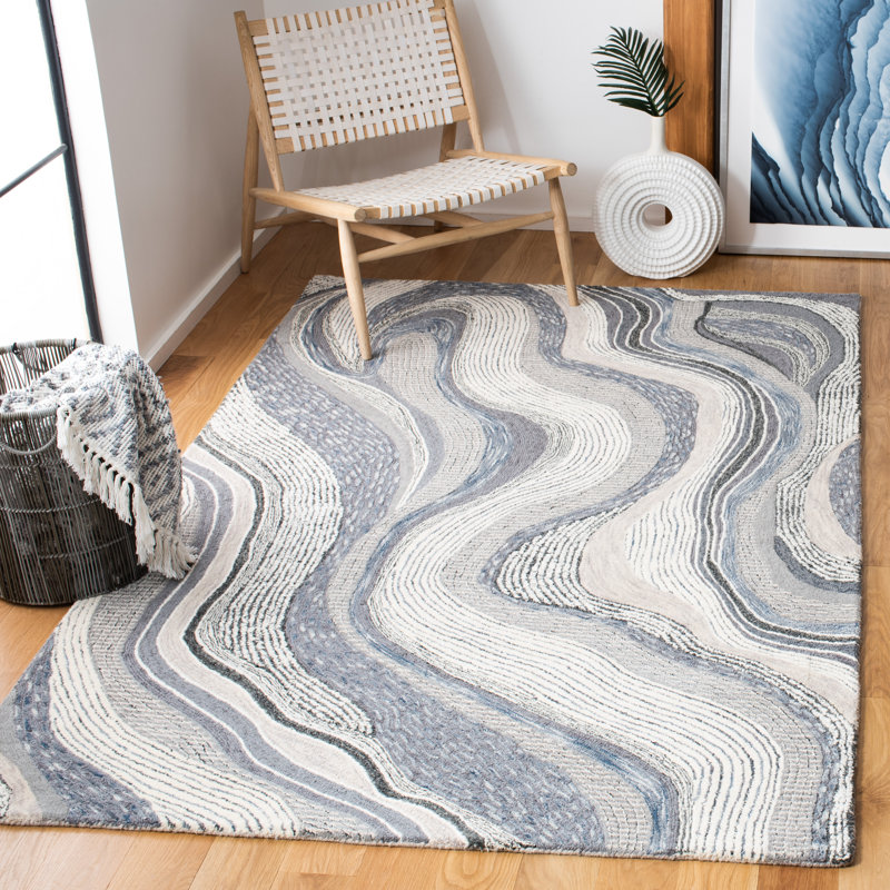 Albrey Hand Tufted Wool And Cotton With Latex Abstract Rug, Rectangle 8' x 10'