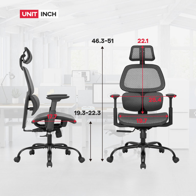 Mesh Task Chair with Headrest, Gray