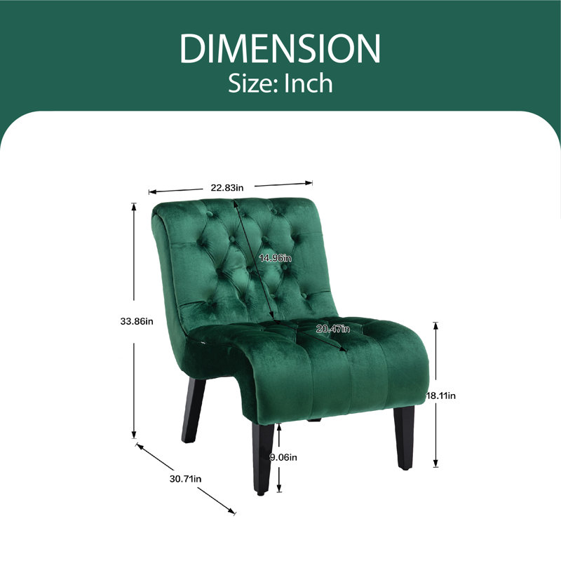 Guendalina 22.83'' Wide Tufted Velvet Lounge Chair, Green Velvet