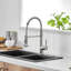 Robinet de cuisine en nickel brossé avec tirette, rotation sur 360 °, poignée simple pour robinet d'évier, levier, rotation à degrés, style moderne