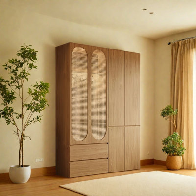 Rattan Woven Simple Classic Wardrobe