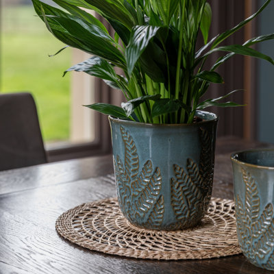 Kew Embossed Fern Rust Planter H21cm D23cm