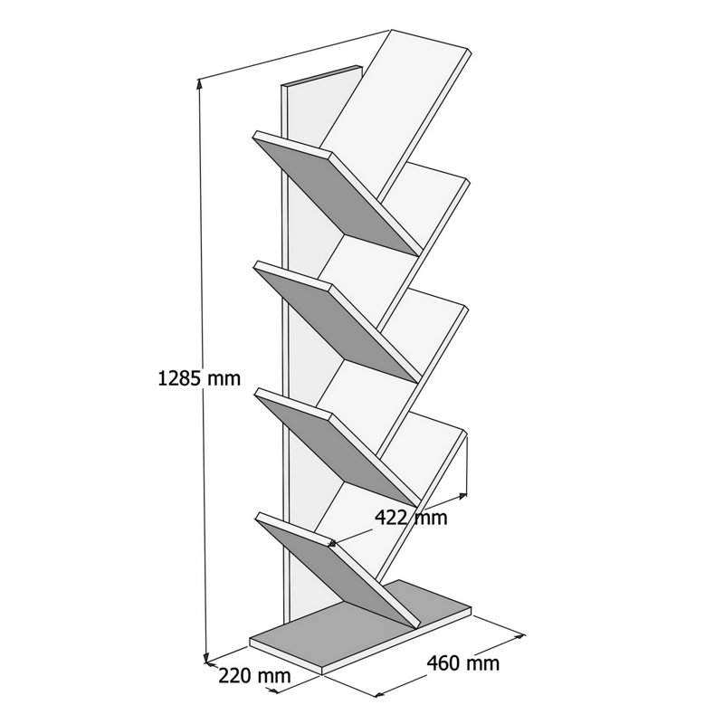 Hitit Tree Bookcase 128.5 cm - Modern Wooden Bookshelf/Tall Freestanding Book Shelf with Multi-Compartment Storage, Decorative Tree Bookshelf for Living Room, Office or Bedroom