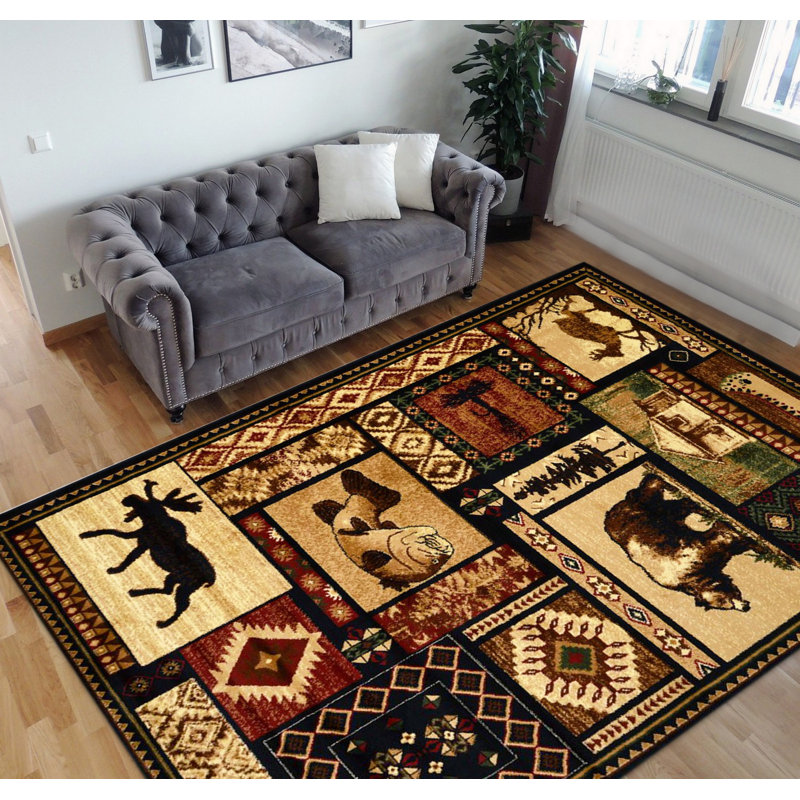 Tapis brun / ivoire Alianna, Rectangle 7 pi 5 po x 10 pi 5 po