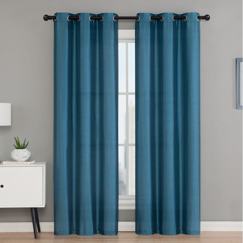 Middleburgh Outdoor Semi Sheer Curtain Pair, Teal, 38" W x 84" L