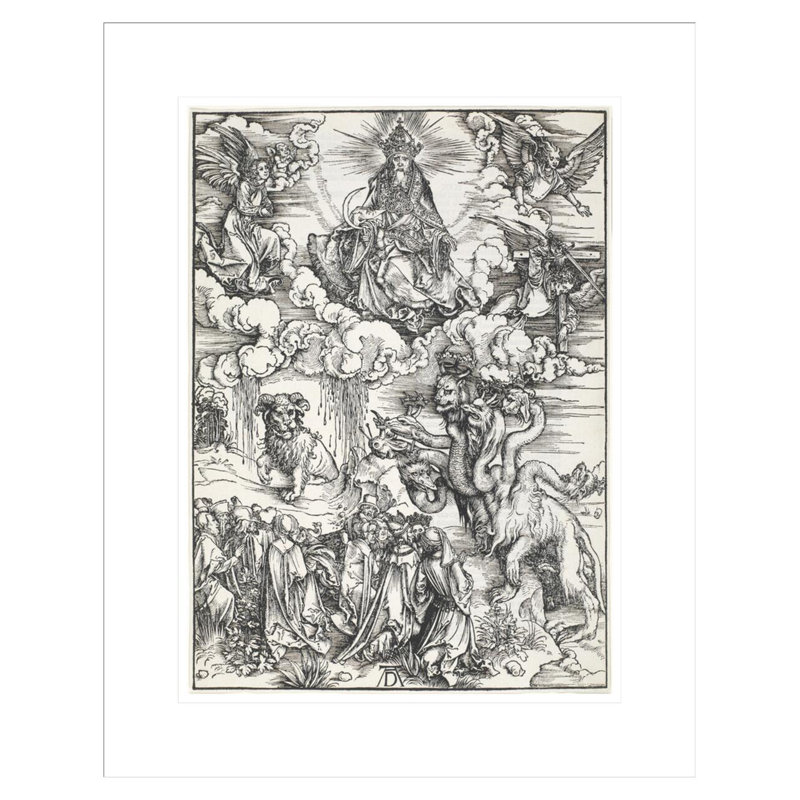 La bête à sept têtes et la bête avec des cornes d'agneau par Albrecht Dürer, impression giclée encadrée