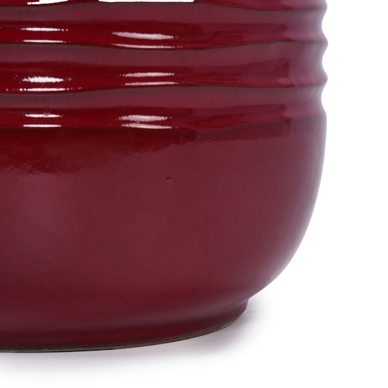 Pot de fleurs en céramique moderne avec trou de drainage, pâte de haricots rouge, durable pour une utilisation intérieure et extérieure