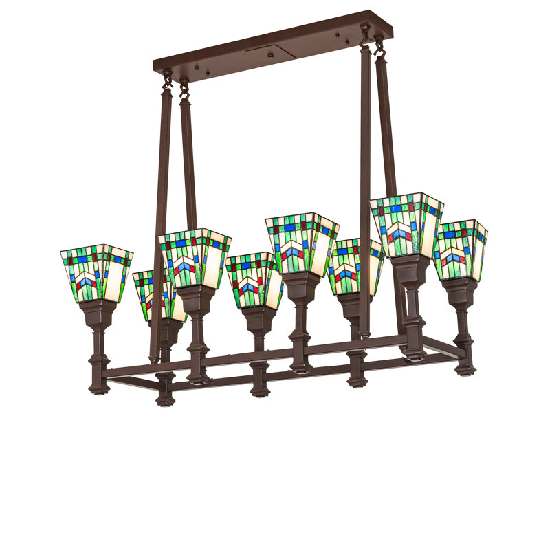 36" Long Prairie Wheat 8 Light Oblong Chandelier