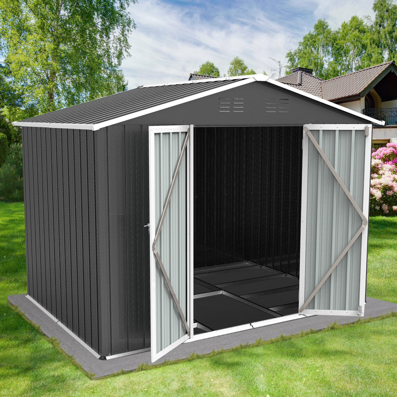 AOOLIVE Metal garden sheds 6ftx8ft outdoor storage sheds | Wayfair