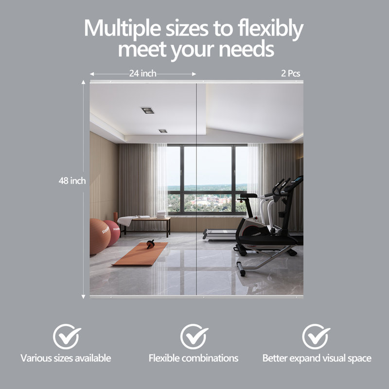 Miroir Modern Home Gym, mural, encadré, 63 po x 24 po