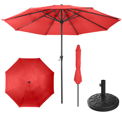 Parasol de patio rond de 9 pi avec base lestée de 19 lb - Parasol d'extérieur à manivelle et auvent ventilé pour abat-jour - pour terrasse, balcon, porche, cour ou piscine par Pure Garden (orange)