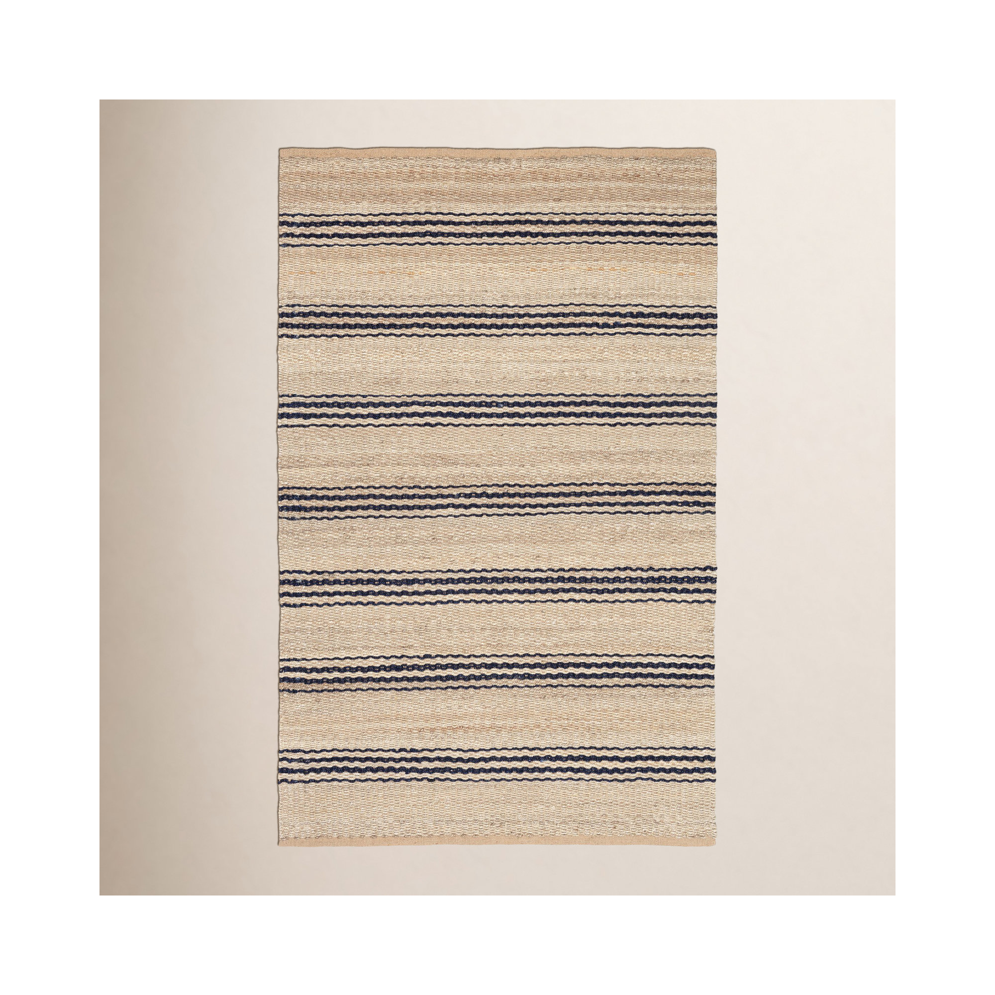 Jute Ticking Indigo Handwoven Rug, Rectangle 7'6" x 9'6"