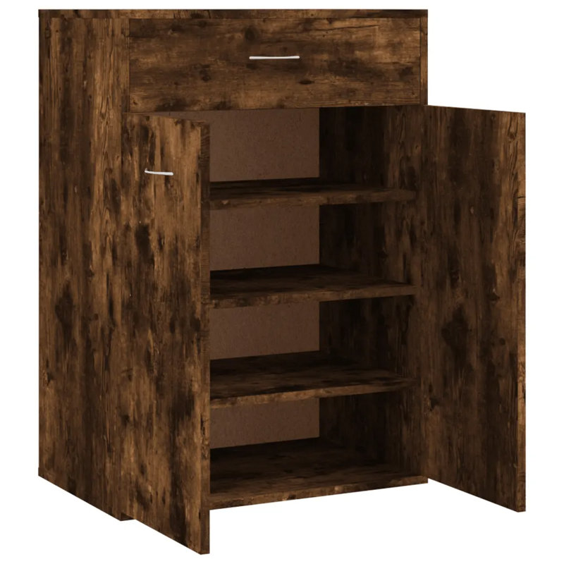 Sandara 12 Pair Shoe Storage Cabinet, Smoked Oak