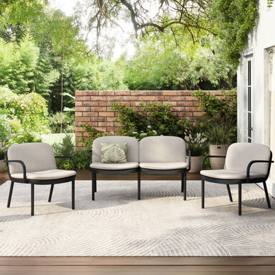 Outdoor Chat , Black Frame, Beige Cushion, , , Space, Balcony Patio , Comfortable, Low-Maintenance, Gatherings