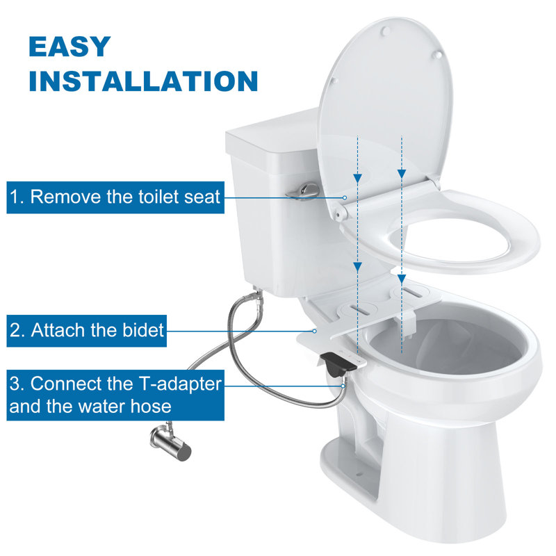 Bidet Attachments, Self Cleaning Dual Nozzle (Frontal/Rear Wash) Fresh Cold Water Bidet for Toilet Ultra Slim Non-Electric Bidets Toilet Seat Adjustable Water Pressure, Easy to Install, Black