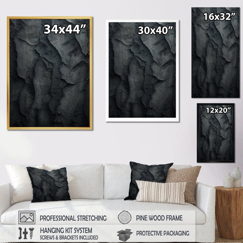 «Mountains Percolated Peaks - Mountains», reproduction d'art sur toile, Cadre simple noir, H 40 po x l 30 po x P 1,5 po