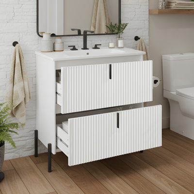 Meuble-lavabo autoportant 30 po avec lavabo en céramique