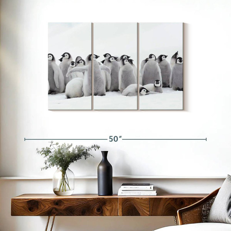 Brampt Young Emperor Penguins, 24" H x 38" W