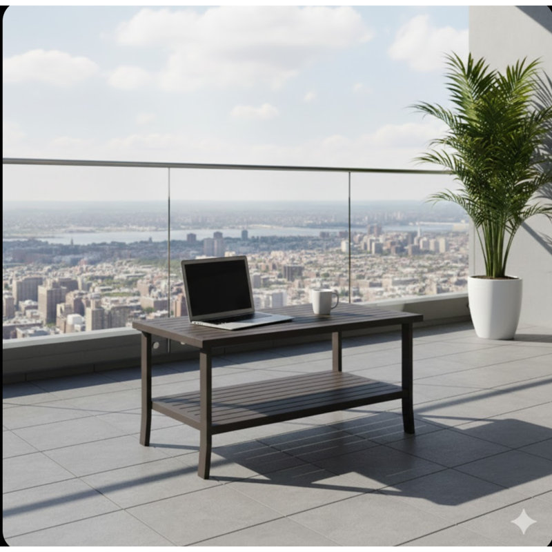 Table basse d'extérieur 37 po x 21 po brun