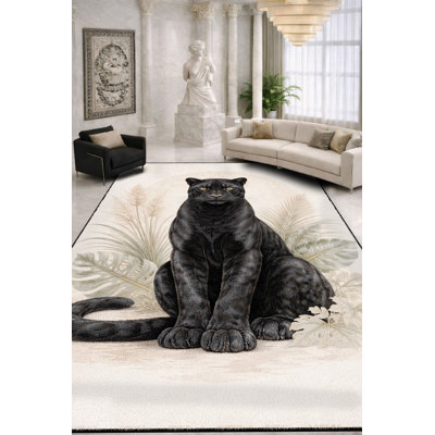 Tapis tissé à imprimé tigre noir Mosso