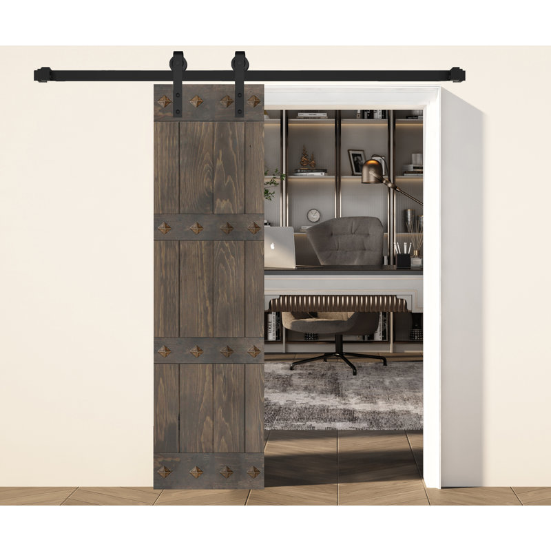Smoky Gray Solid Wood Mid-Century Modern 24" x 84" Barn Door Slab