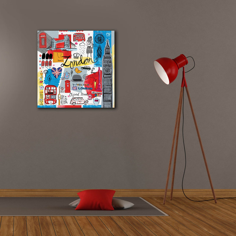 Toile épique Graffiti «Travelling London» par Farida Zaman, 26 po x 26 po, H 26 po x l 26 po
