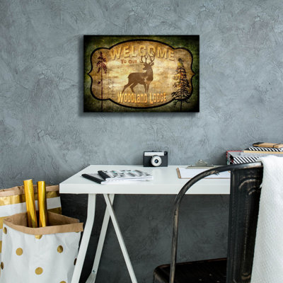 «Welcome Lodge Deer» sur toile par Lightbox Journal, reproduction