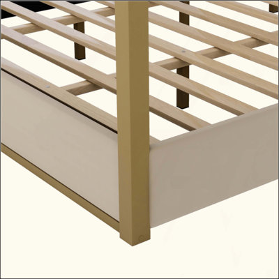 Lit plateforme à baldaquin avec tête de lit et structure en métal Upholstery