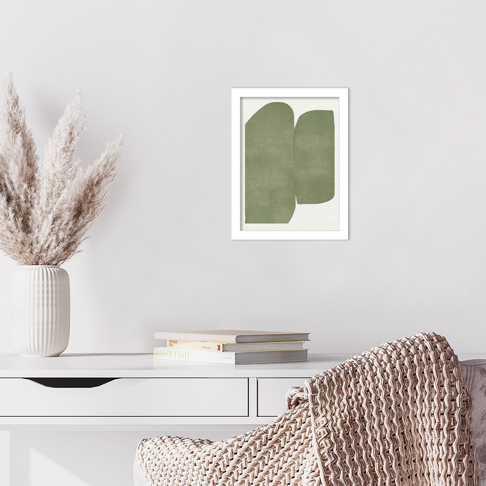 Rooney "Green Paper Cut Modern" Print, White, 13" H x 10" W